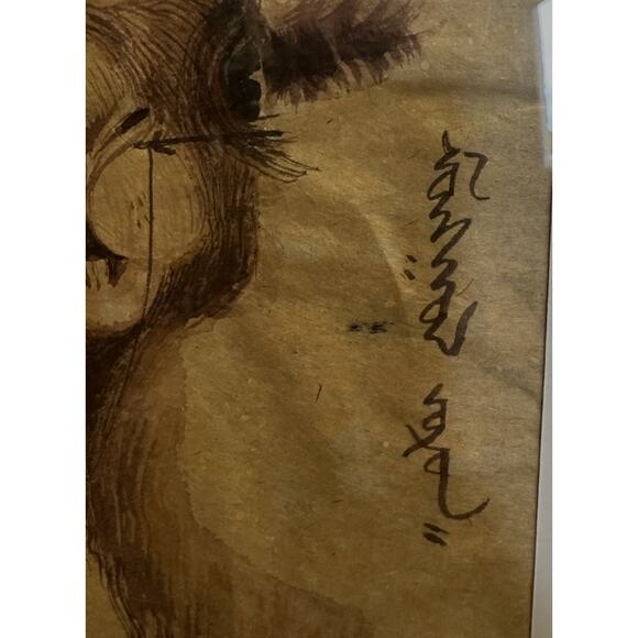 Whimsical Ink Camel Illustration on Aged Paper – Framed Original Art – Drawing - Picture 3 of 3